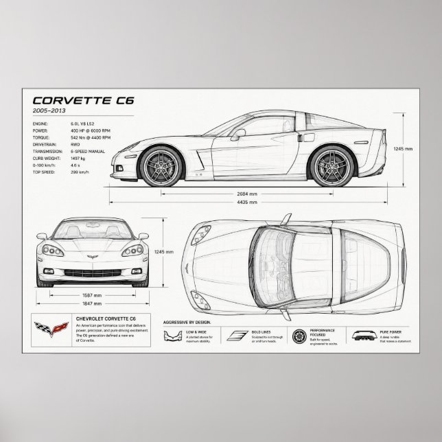 Poster conception technique de Corvette (Devant)
