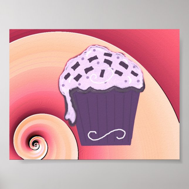 Poster Conception tourbillonnant de cupcake violet sur af (Devant)