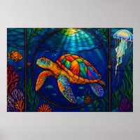 Conception vibrante de tortue marine en verre colo