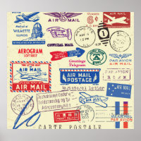 Conception vintage du jeu de timbres de document.