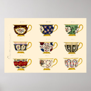 Poster Conceptions de tasses à thé de l'ère victorienne a