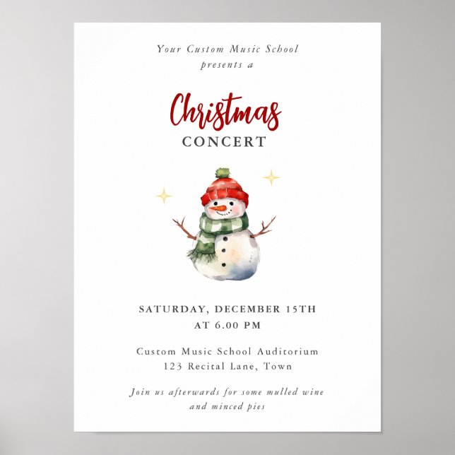 Poster Concert de musique pour enfants Noël mignon Snowma (Devant)