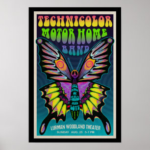 Poster Concert TMH de Papillon psychédélique à l'air Vint
