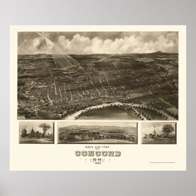 Poster Concord, NH Panoramic Map - 1899 (Devant)