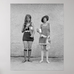 Poster Concours de beauté des bains, 1922. Photo vintage