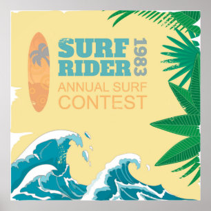 Poster Concours de Surf surf Rider  1983