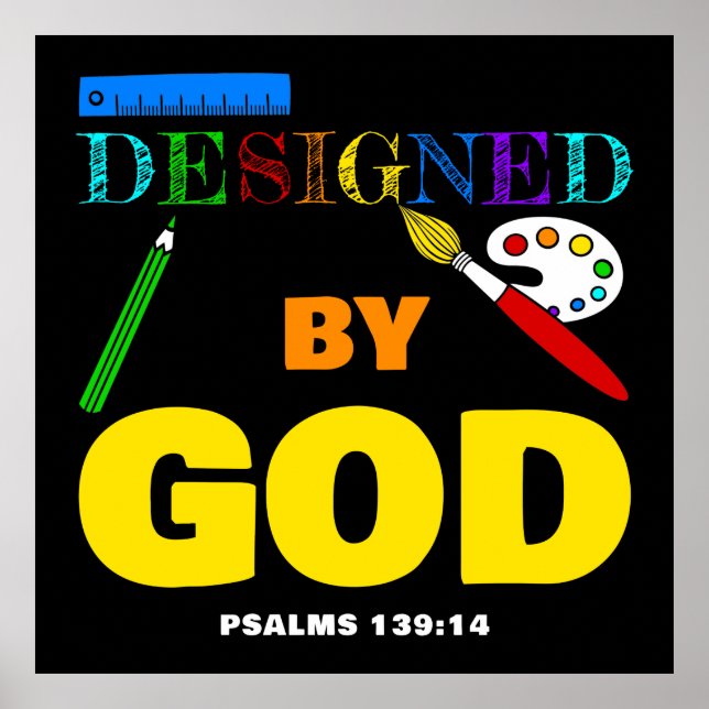 Poster Conçu Par Dieu - Psaumes 139:14 Foi Chrétienne (Devant)