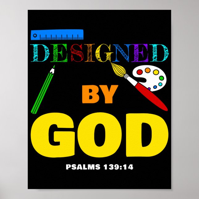 Poster Conçu Par Dieu - Psaumes 139:14 Foi Chrétienne (Devant)