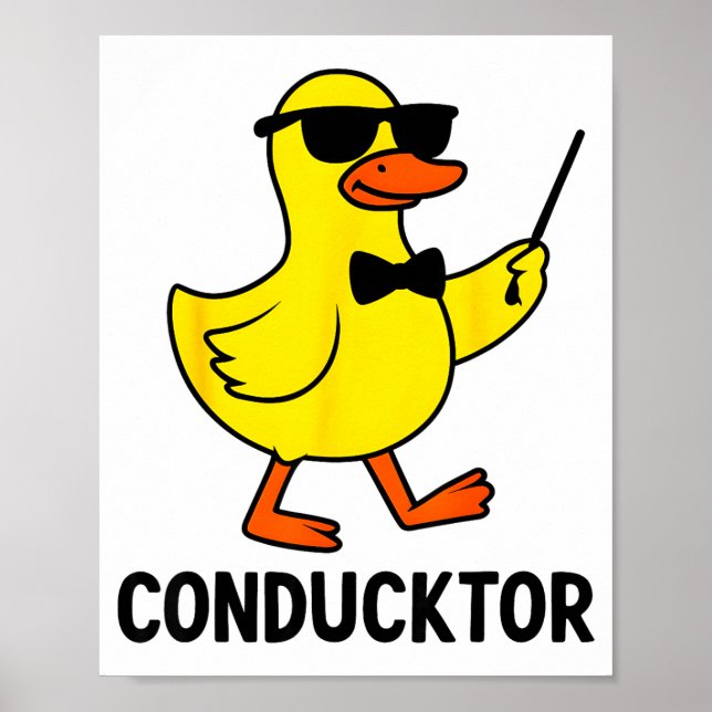 Poster Conducktor Funny Duck Music Pun Orchestra Design  (Devant)