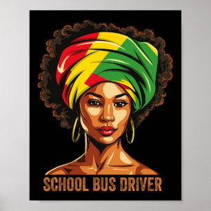 Poster Conducteur de bus scolaire Afro Afro-Américain Moi