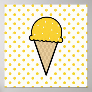 Poster Cône de glace jaune ambre