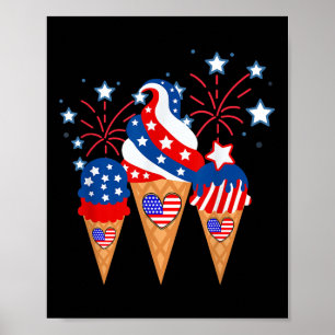 Poster Cones de crème glacée 4 juillet Patriotique de vac