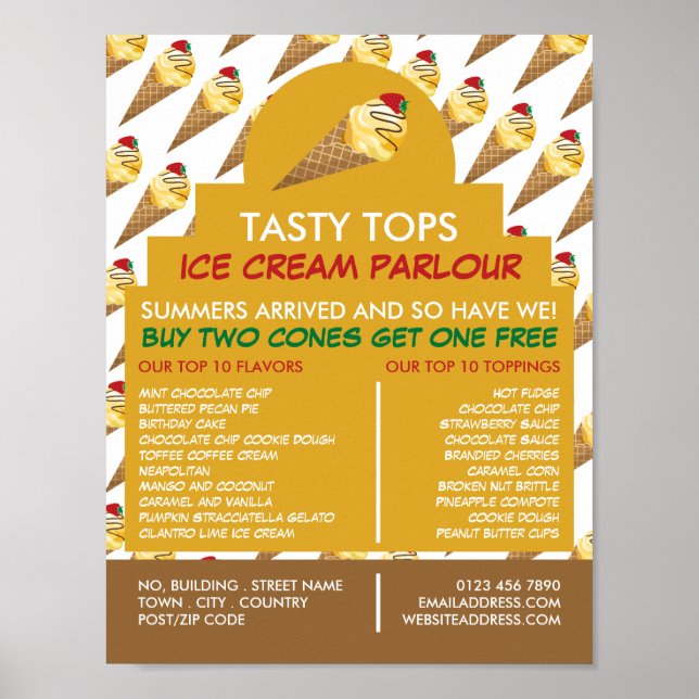 Poster Cones de crème glacée, Parlante de crème glacée Pu (Devant)