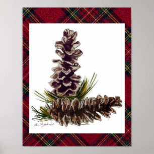 Poster cônes de pin et plaid