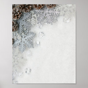 Poster Cônes de pin, flocons de neige