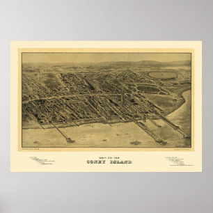Poster Coney Island, NY Carte panoramique - 1906