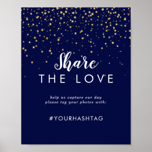 Poster Confetti d'or   Navy Partagez le signe d'amour
