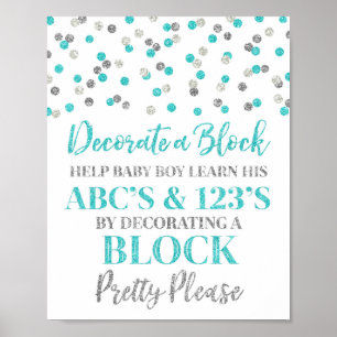 Poster Confetti en argent bleu décorer un panneau de jeu