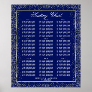 Poster Confetti en argent et bleu foncé - 9 Sièges
