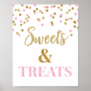 Poster Confetti en or rose Sucres et friandises Table de 