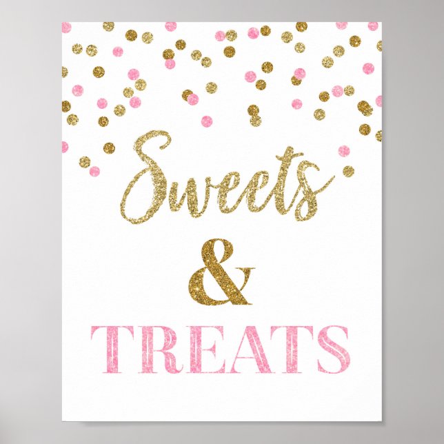Poster Confetti en or rose Sucres et friandises Table de  (Devant)