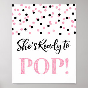 Poster Confetti noir rose Elle est prête à faire du pop