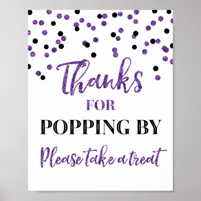 Poster Confetti Noir Violet Merci Population Par Signe (Devant)