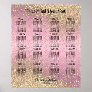 Poster Confetti rose et or - 16 Seating Chart