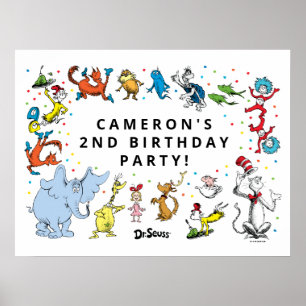 Poster Confettis de personnages de Dr Seuss   Anniversair