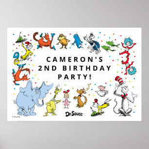 Poster Confettis de personnages de Dr Seuss Anniversair