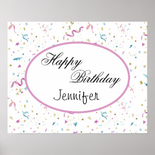 Poster Confettis Pailletés Rose et Aqua