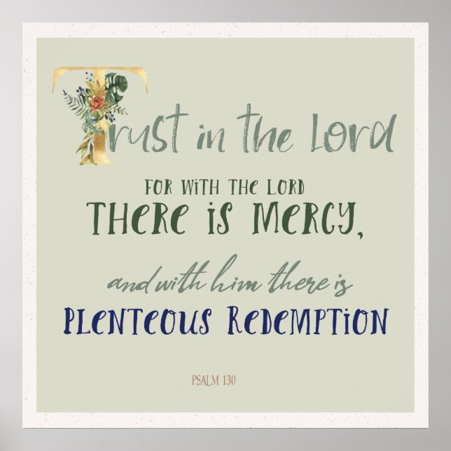 Poster Confiance dans le Lord Psalm 130 (Devant)