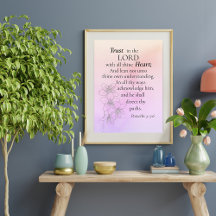 Confiance dans le Seigneur Bible Verse Floral Aqua