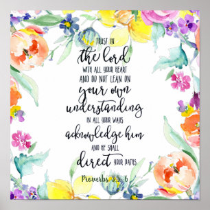 Poster Confiance dans le Seigneur floral