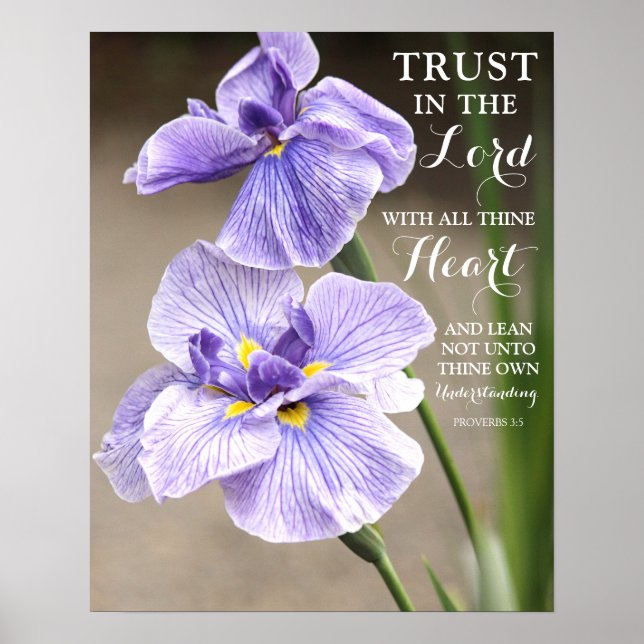 Poster Confiance dans le Seigneur Proverbes 3:5 Purple Ir (Devant)