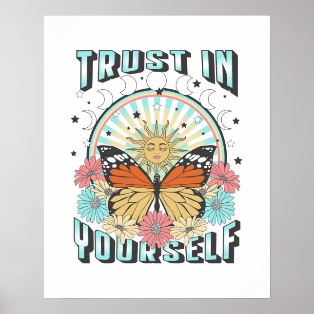 Poster Confiance en soi | Soleil céleste et papillon (Devant)