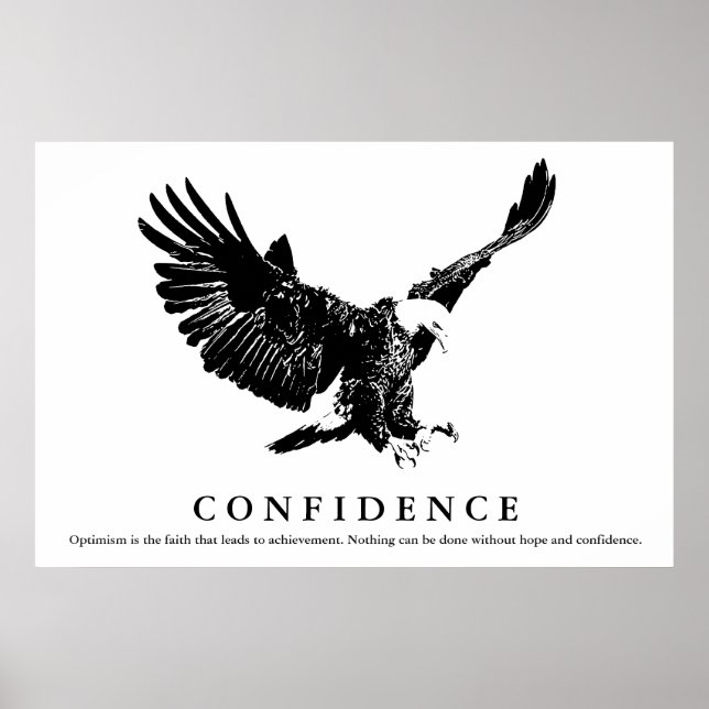 Poster Confiance motivationnelle de l'aigle noir et blanc (Devant)