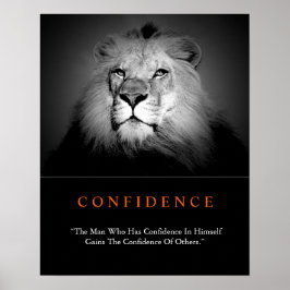 Poster Confiance Motivationnelle tendance Lion noir blanc