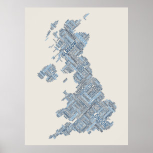 Poster Configuration de texte BRITANNIQUE de ville de la