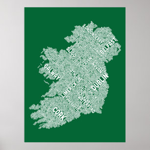 Poster Configuration de texte de ville de l'Irlande Eire