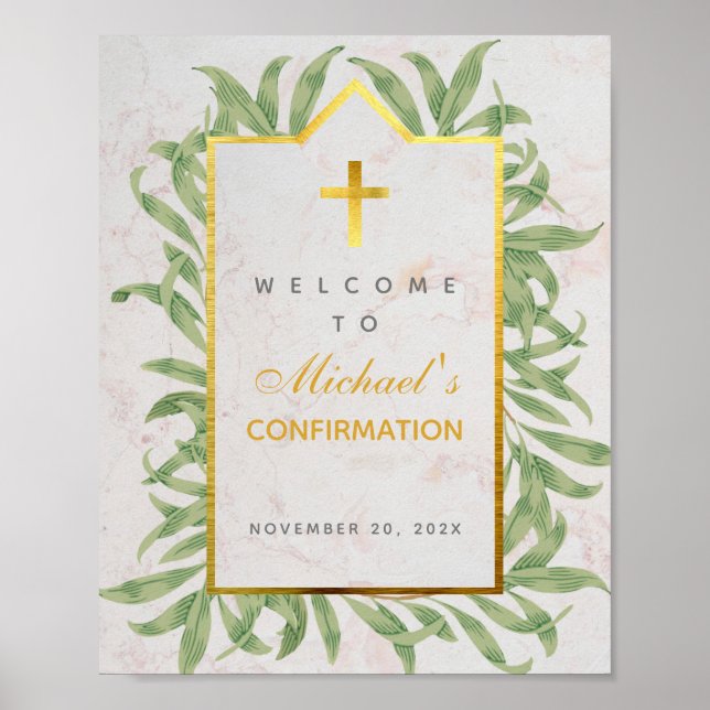 Poster Confirmation Bienvenue Verdure Faux Gold Botanique (Devant)