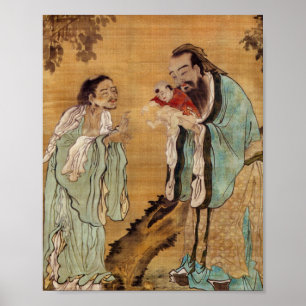 Poster Confucius présentant Bouddha à Laozi