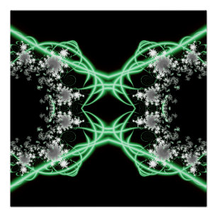 Poster Confusion Art fractal vert et blanc