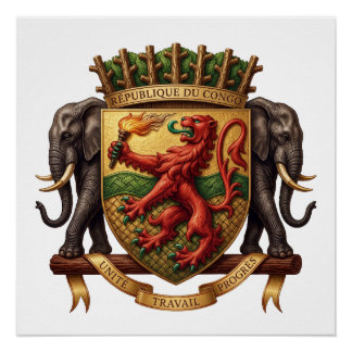 Poster Congo manteau armoiries drapeau national symbole é