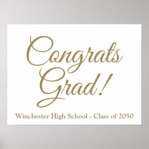 Poster Congrats Grad'or blanc cours d'écriture personnali