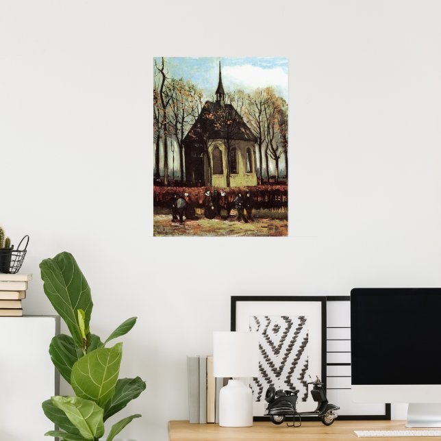 Poster Congrégation à Church, Nuenen par Vincent van Gogh (Bureau à domicile)