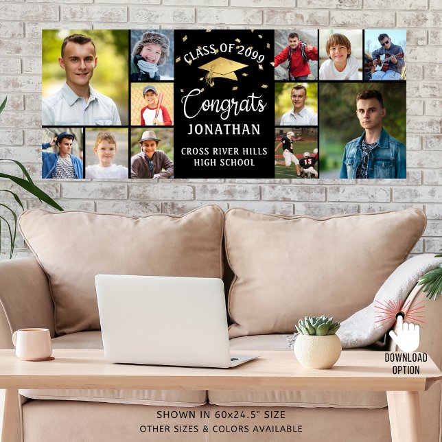 Poster Congrès moderne Diplômé 12 photo Collage noir (Créateur téléchargé)