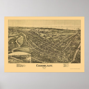 Poster Conneaut, carte panoramique de l'OH - 1896