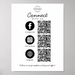 Poster Connectez-vous avec nous 3 QR Code Website Busines