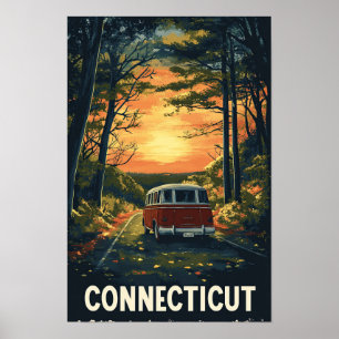 Poster Connecticut États-Unis Art Vintage Voyage